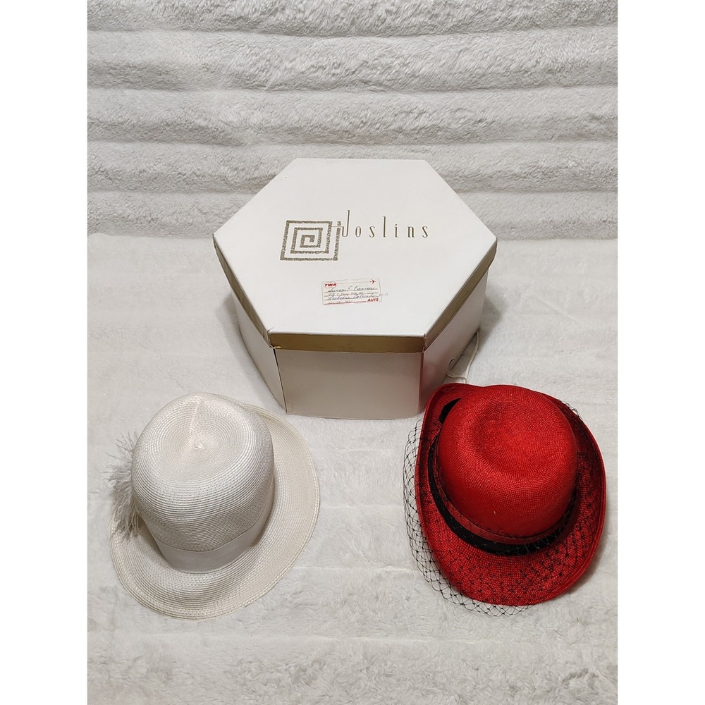 Lot Of 2 Vintage 50s Women's Hat Straw Red Lords + White Union Made, USA